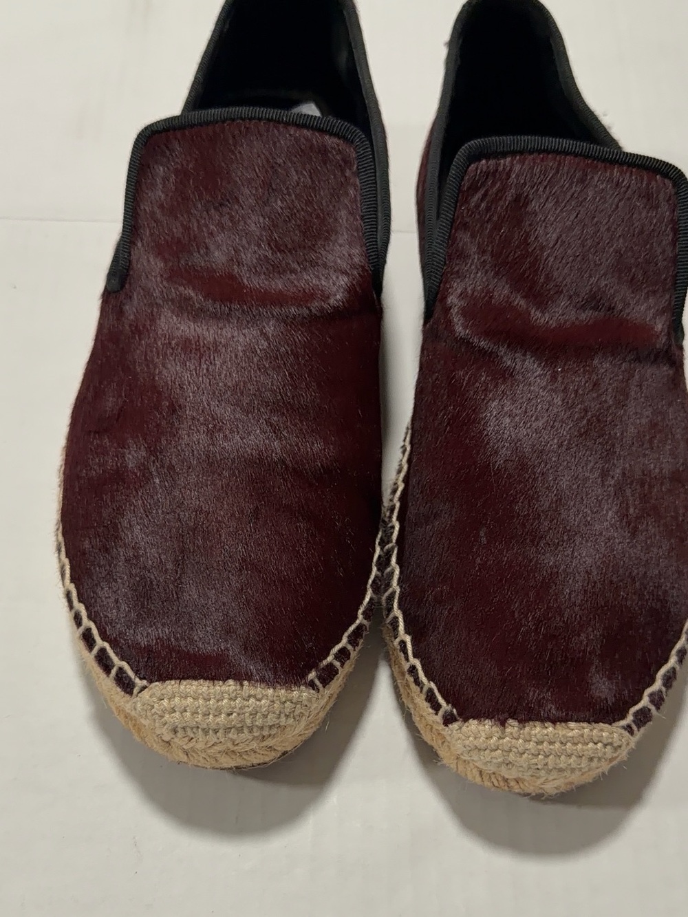 Celine Burgundy Slip-On calf pony hair Espadrilles with Jute Trim